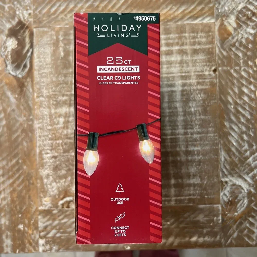 Holiday Living 25 Incandescent Clear C9‎ Christmas Lights Indoor/Outdoor